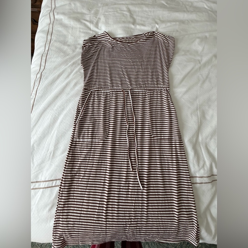 Emery Rose Brown and White Striped Dress
